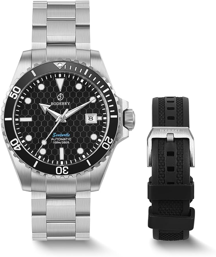 Men's Automatic Dive Watch - Japanese Movement, Titanium Case/Bracelet, Sapphire Crystal, 200M Waterproof, Swiss Super-LumiNova, Screw-Down Crown