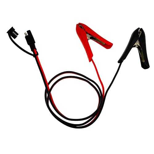 Miniatura 1 de Versión actualizada Abrazaderas de cocodrilo con clip de batería de 3.2 pies a conector SAE, cable de extensión de cargador solar de 14 AWG,