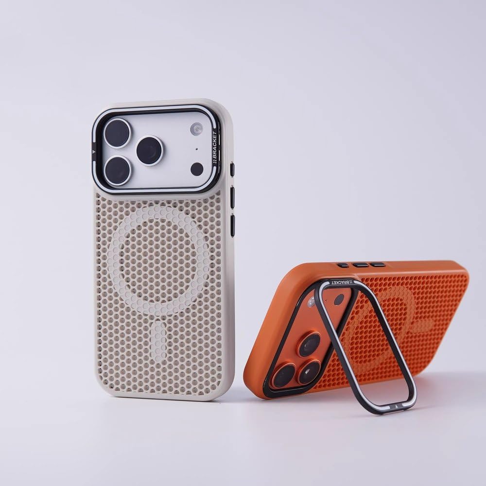 Niewidoczna podstawka pod obiektyw, siatka o strukturze plastra miodu, chłodząca obudowa do iPhone'a 17 16 15 14 13 12 Pro Max 15 Plus, odporna na wstrząsy, magnetyczna, szara, do iPhone'a 17 Pro