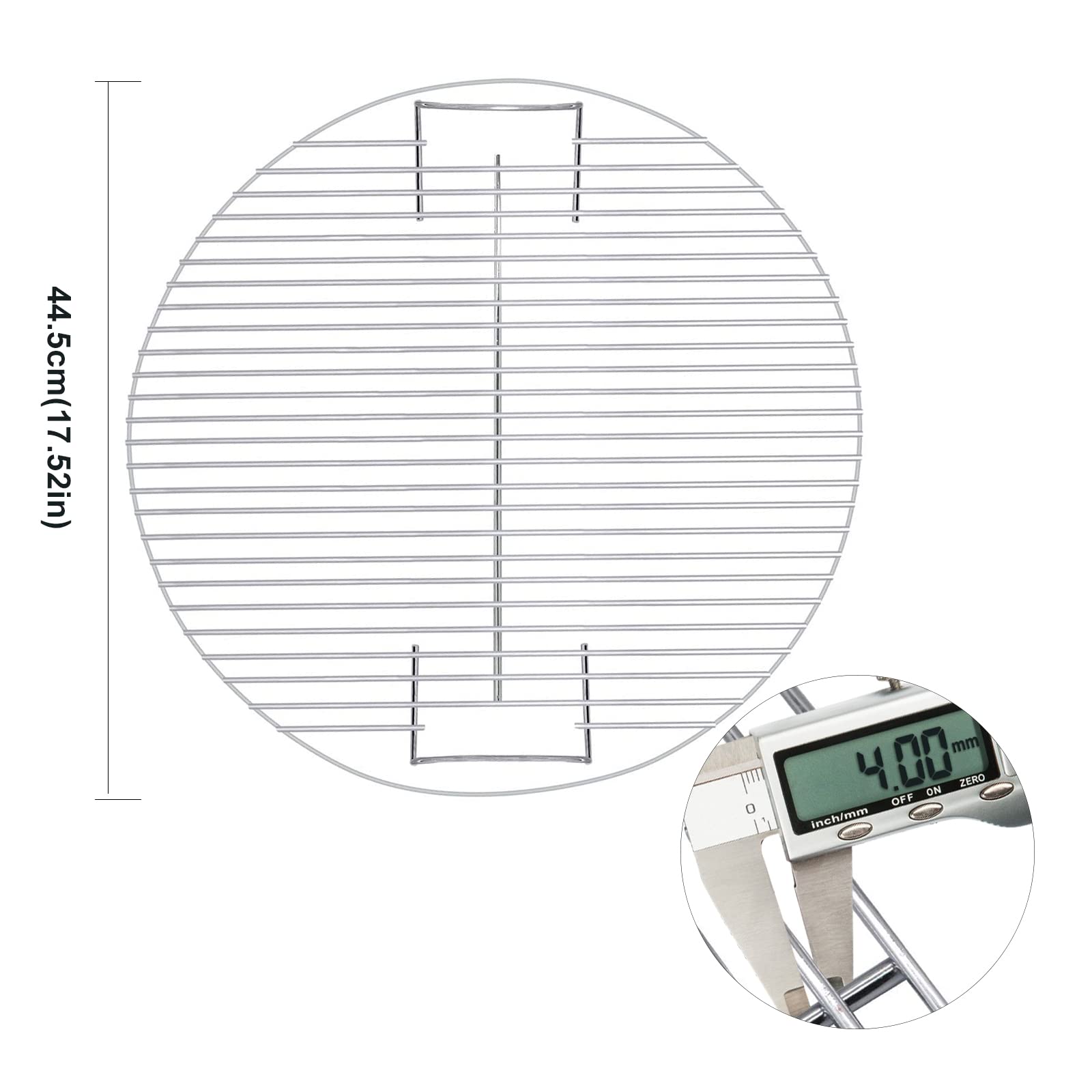 Grille Ronde Barbecue Diamètre 44.5cm pour Grilles à Charbon Weber 47cm, Barbecue Grill, Smokey Mountain Cooker Smoker, Bar-B-Kettle et One-Touch