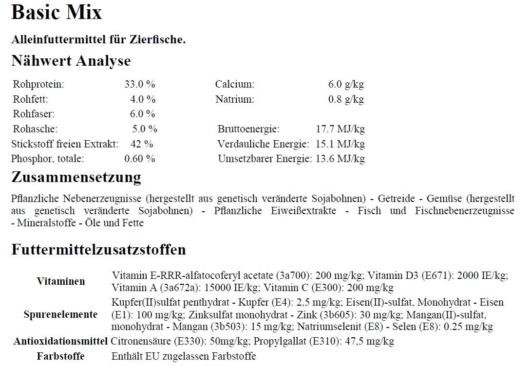 AquaForte alimento básico de calidad para peces, 15 kg (mas menos 40 litros), Pellets pequeños (3 mm)