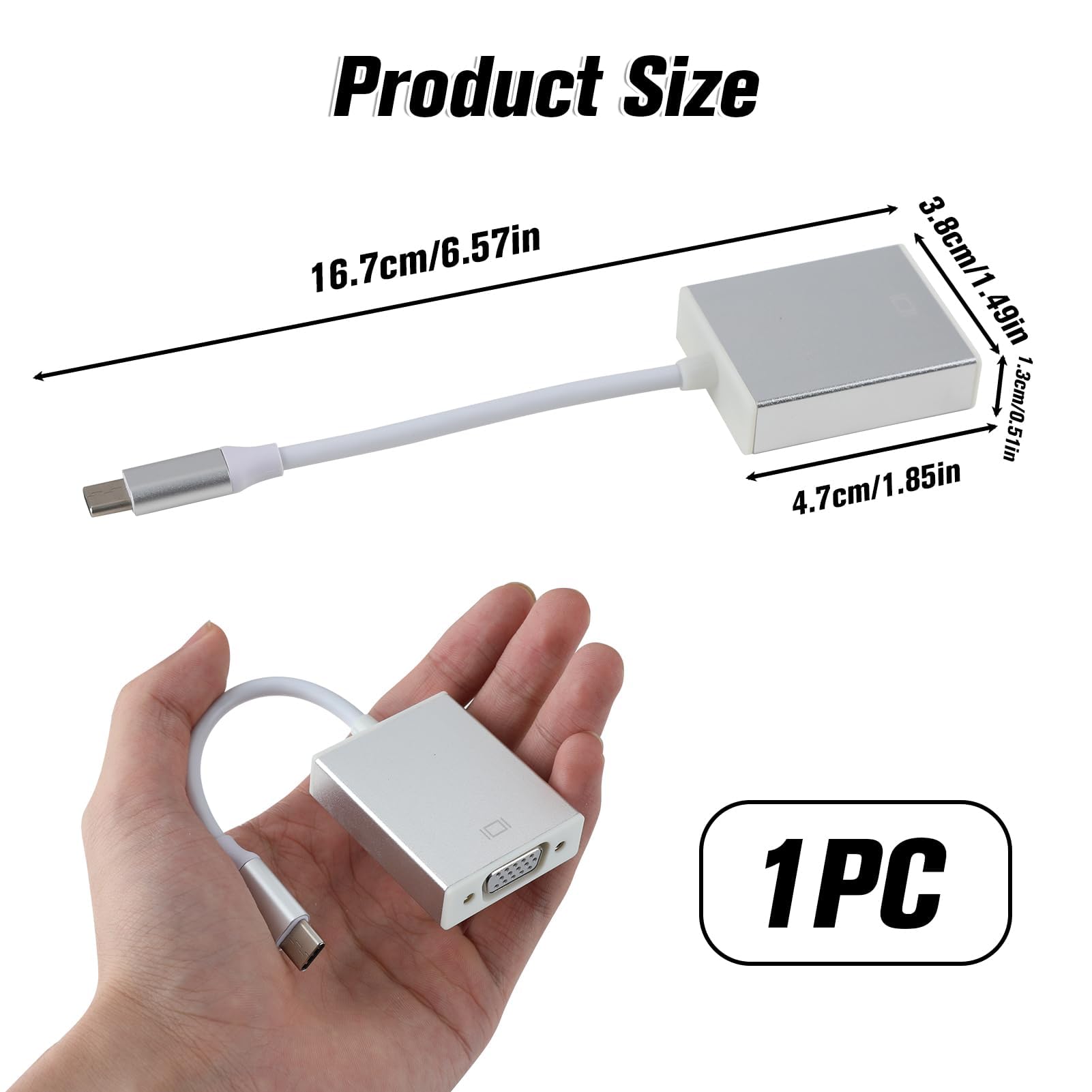 Adaptateur USB-C vers VGA Thunderbolt 3 1080P HD compatible portable smartphone tablette