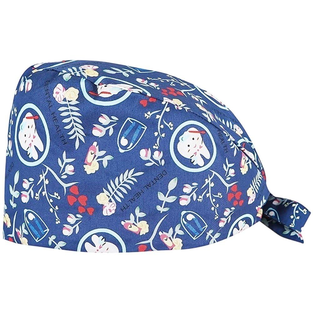 Sslvya Scrub Cap, Surgical Caps, Tooth Printed Dentist Surgical Hat, Scrubs Hat for Women Men Nurse Dentist Working Cap