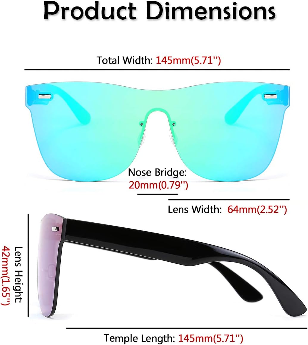 FEISEDY Mirrored Rimless Sunglasses One Piece Lens Reflective Sunglasses for Women Men B2647 - Image 4