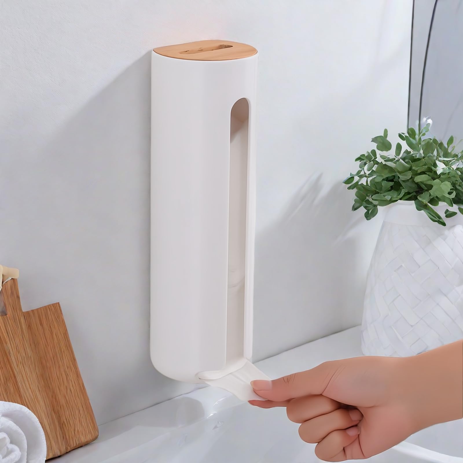 Porta Almohadillas de Algodón Estuche Organizador, Dispensador de Algodones Desmaquillantes, Montado a la Pared Caja Algodón Maquillaje con Tapa para Almacenamiento en el Baño