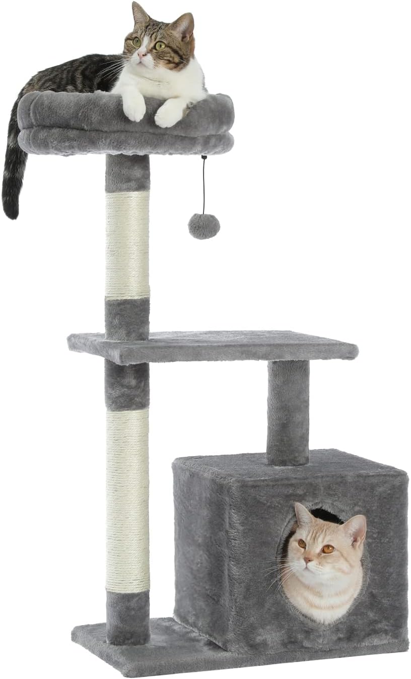 PAWZ Road 34" Cat Tree, Kitty Toy Cat Scratching Post Natural Sisals