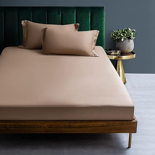 Miniatura 66 de Sábana bajera ajustable individual XL para dormitorio universitario, sábanas 100% algodón egipcio, sábanas bajeras de lujo con bolsillo profundo