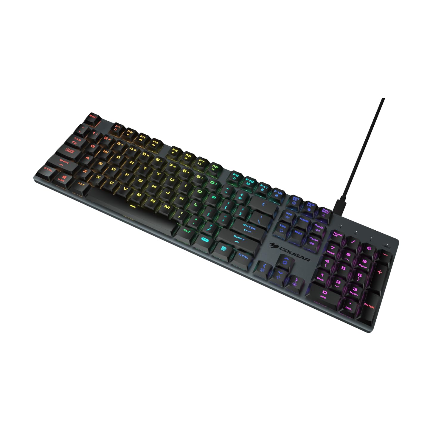 COUGAR Gaming | Teclado Gaming | Teclado Gaming LUXLIM MECÁNICO RGB Red Switch ALU Negro - Interruptores ópticos-mecánicos - Grosor de 20 mm - Marco de Aluminio CNC - Diseño ergonómico