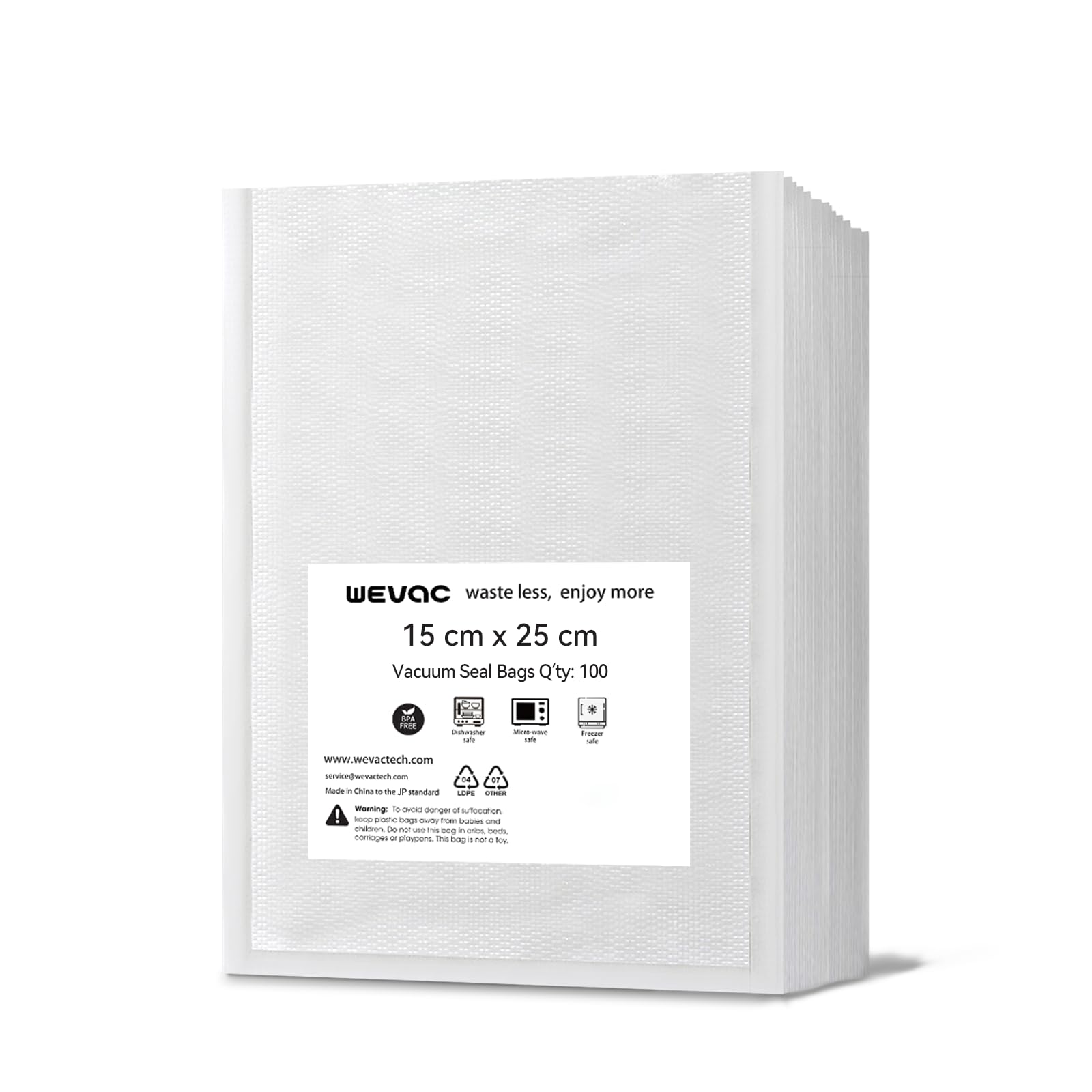 Wevac [2024 New] 6" x 10" 100 Count Precut Bags, Vacuum Sealer Bags for Food, Great for Food Storage, Sous Vide and Meal Prep, Lite