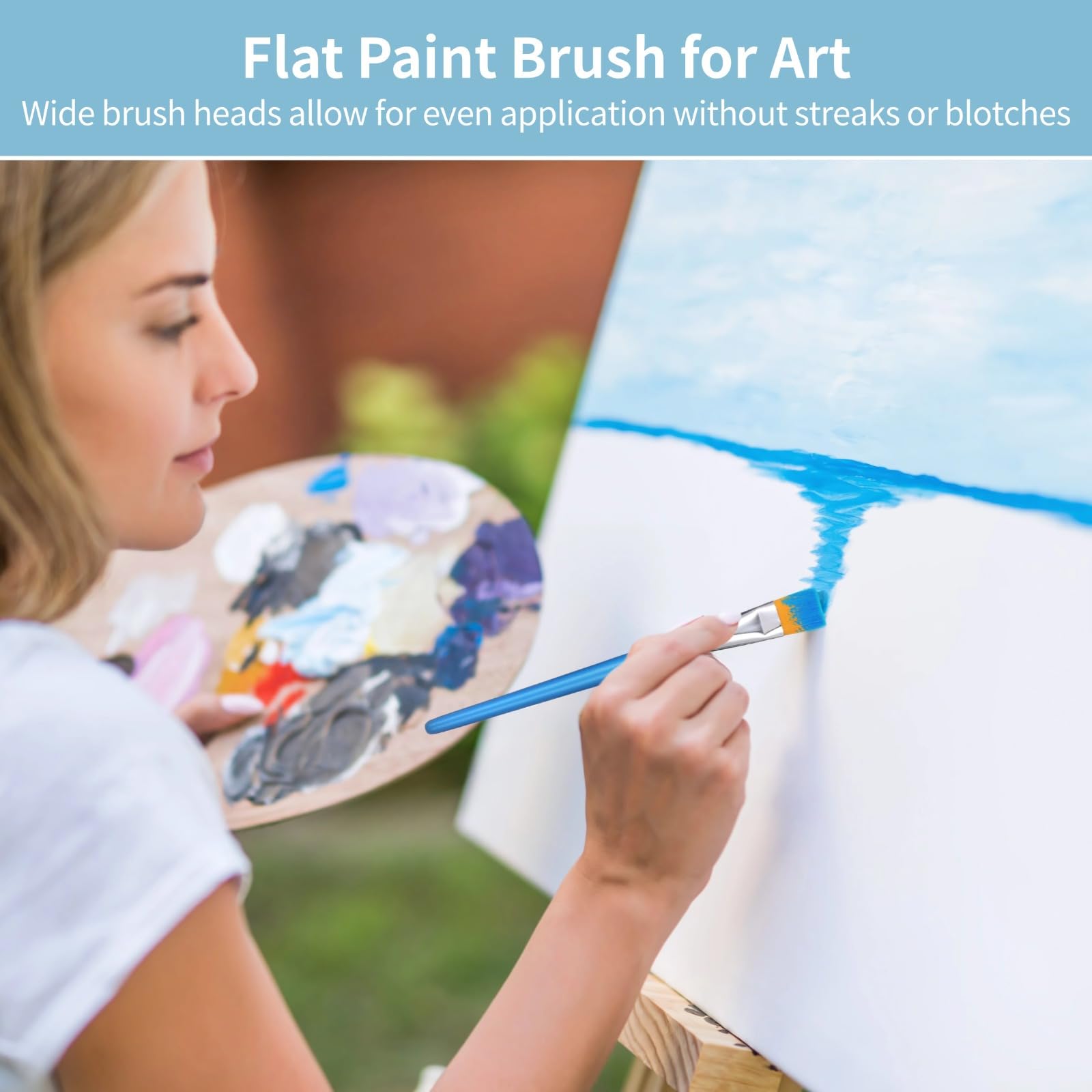 60 pinceles de nailon para acuarela, acrílico, plano, 1 pulgada, mango de madera cómodo con pinceles a granel, pincel grande para cara de arte, proyectos de bricolaje, clases de arte