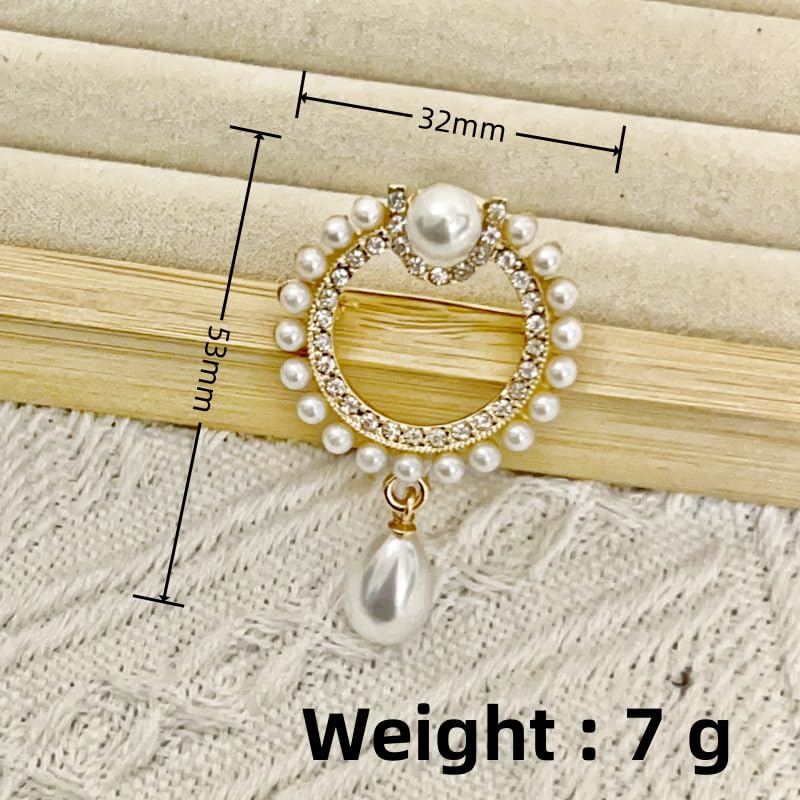 Image of Brooch Pins for Women，Pearl Crystal Gold Brooch Jewelry