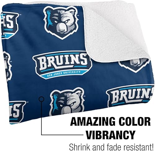Miniatura 3 de Bob Jones - Manta universitaria de 60 x 80 pulgadas, patrón de logotipo, manta de sherpa de tacto sedoso súper suave