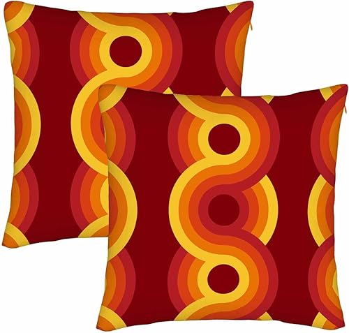 WONDERTIFY Juego de 2 fundas de almohada geométricas vintage de los años 70, retro de los años 60, Groovy Bauhaus, cuadradas, para cojín decorativo,