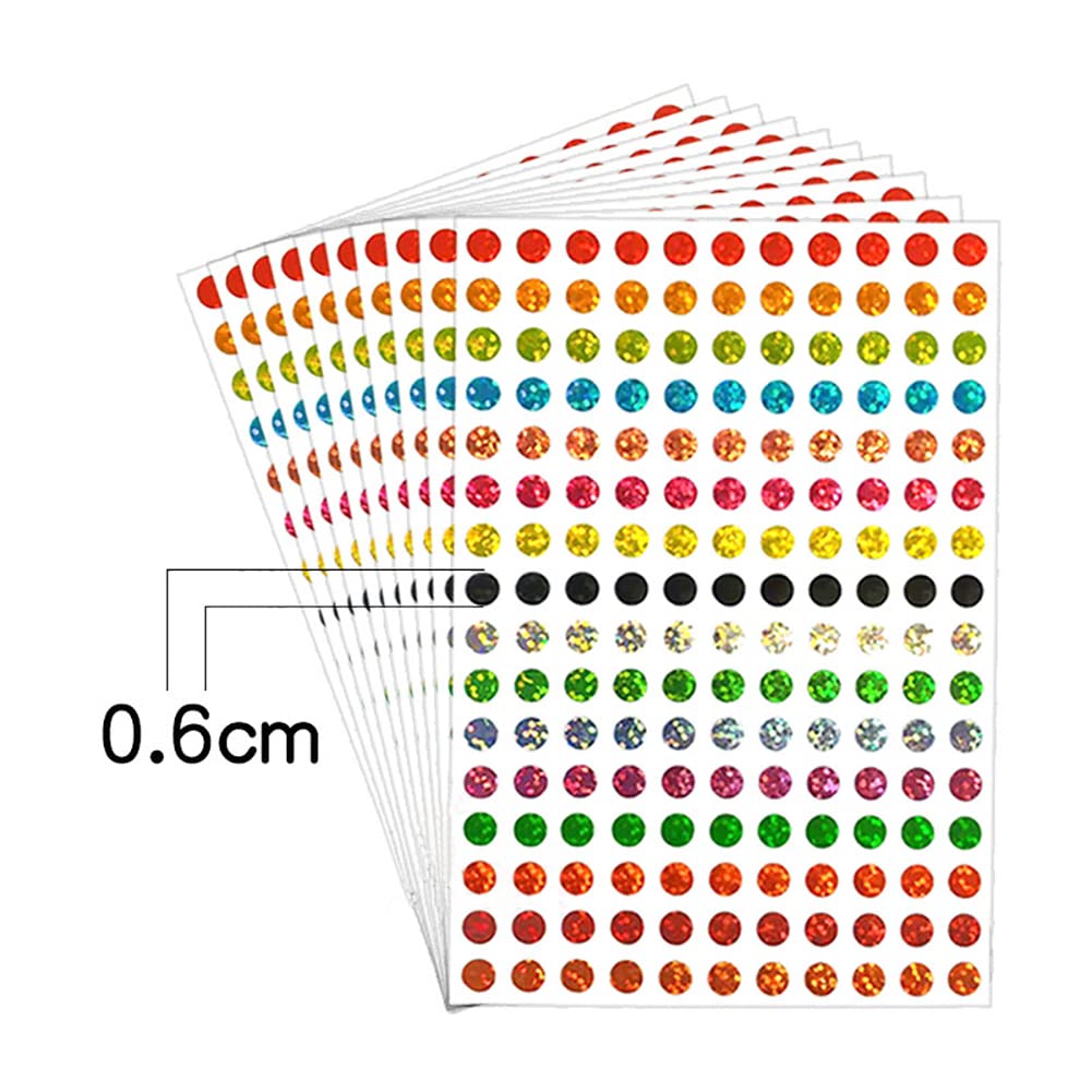 JIHUOO 7040 Pcs Sparkle Round Dot Stickers Shiny Circle Dot Labels Holographic Color Coding Labels for Behavior Chart Classroom 0.6CM - Image 2