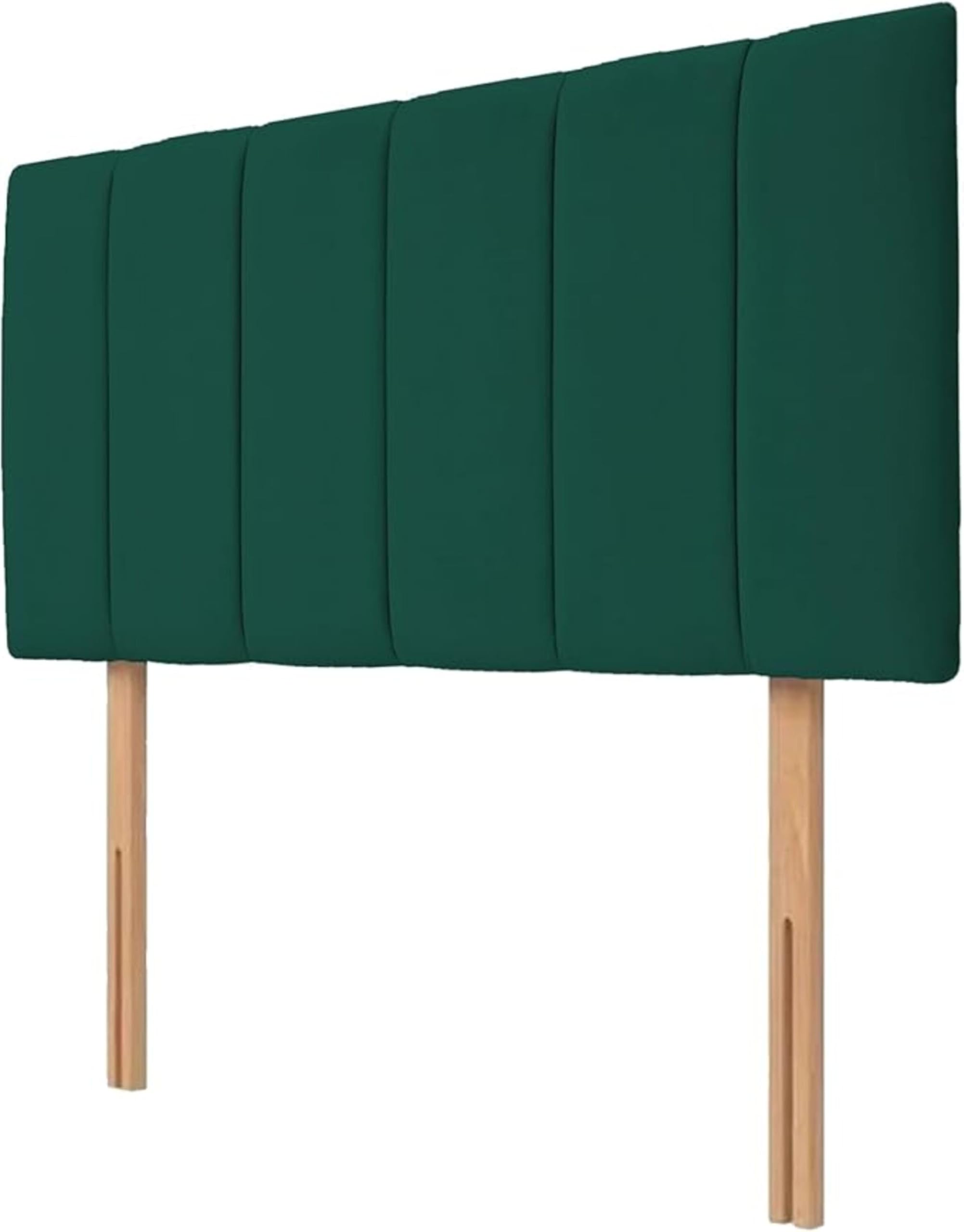 Hannah Portland Velvet Headboard, Plush Lined Design for Divan Beds, Luxury Bedroom and Hotel Furniture Height 20inch (Green, Single 3ft) — image 1