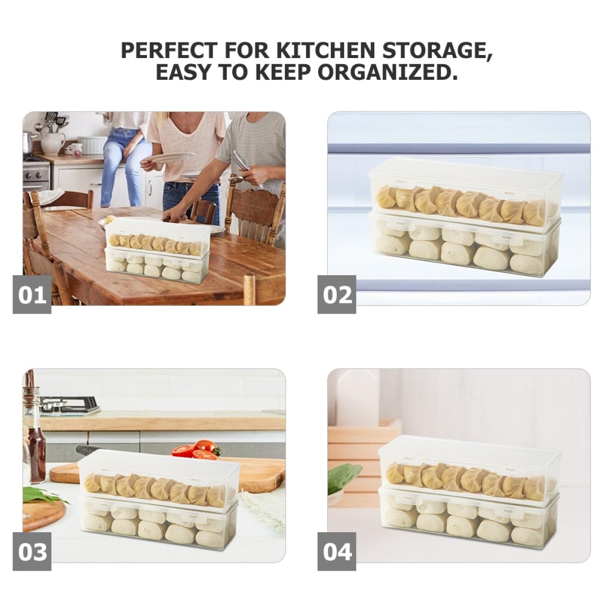 Genérico Cajas de Conservación para Refrigerador 3 Piezas Tapa Sellada Contenedores Rectangulares para Pasta Pan y Frutas Caja para Mantener Frescura y Organizar Alimentos en Cocina