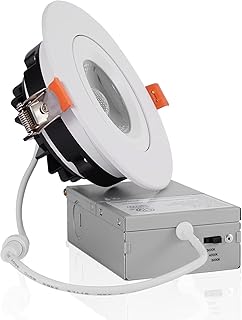 1 Pack 3 Inch LED Recessed Ceiling Light with Junction Box, Airtight Gimbal Eyeball Slim Downlight, CRI80+, 3000K-5000K Selectable, 8W 75W Eqv, 650LM Dimmable Panel Light, ETL & Energy Star Certified