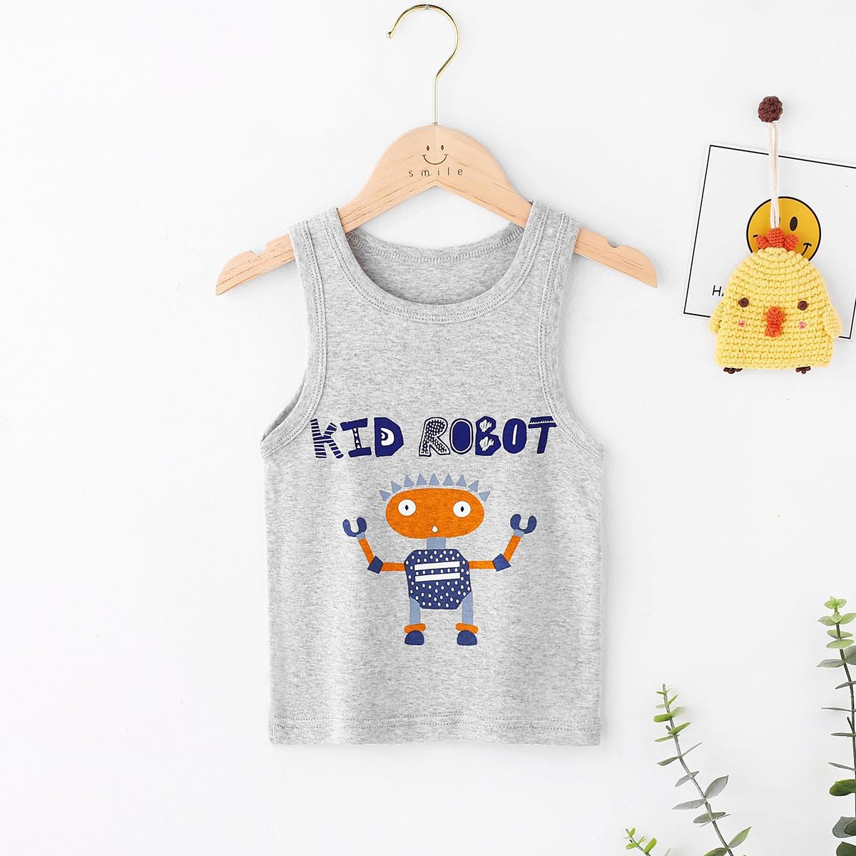 Garçons Gilets à Col Rond sous-Vêtements, T-Shirt Respirant sans Manches, Débardeurs en Coton Doux pour Enfants, sous-Vêtements Blancs ou Imprimés pour Enfants de 2 à 10 Ans