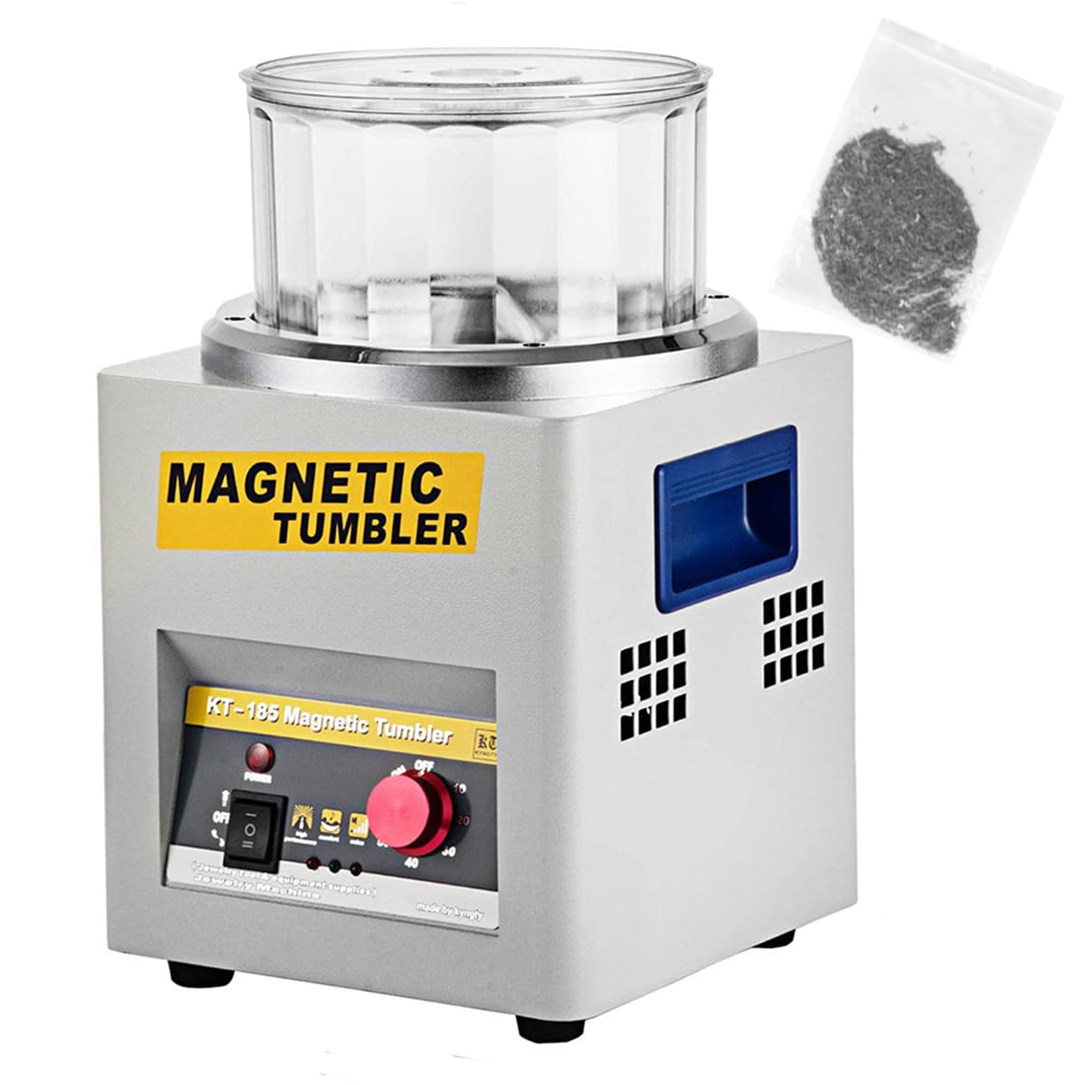 Magnetic Tumbler jewelry polisher tumbler 2000 RPM Finisher, 7.3 inch Magnetic Polisher Tumbler jewelry machine 1-60 min Time Control for Jewelry/Bi-Rolling