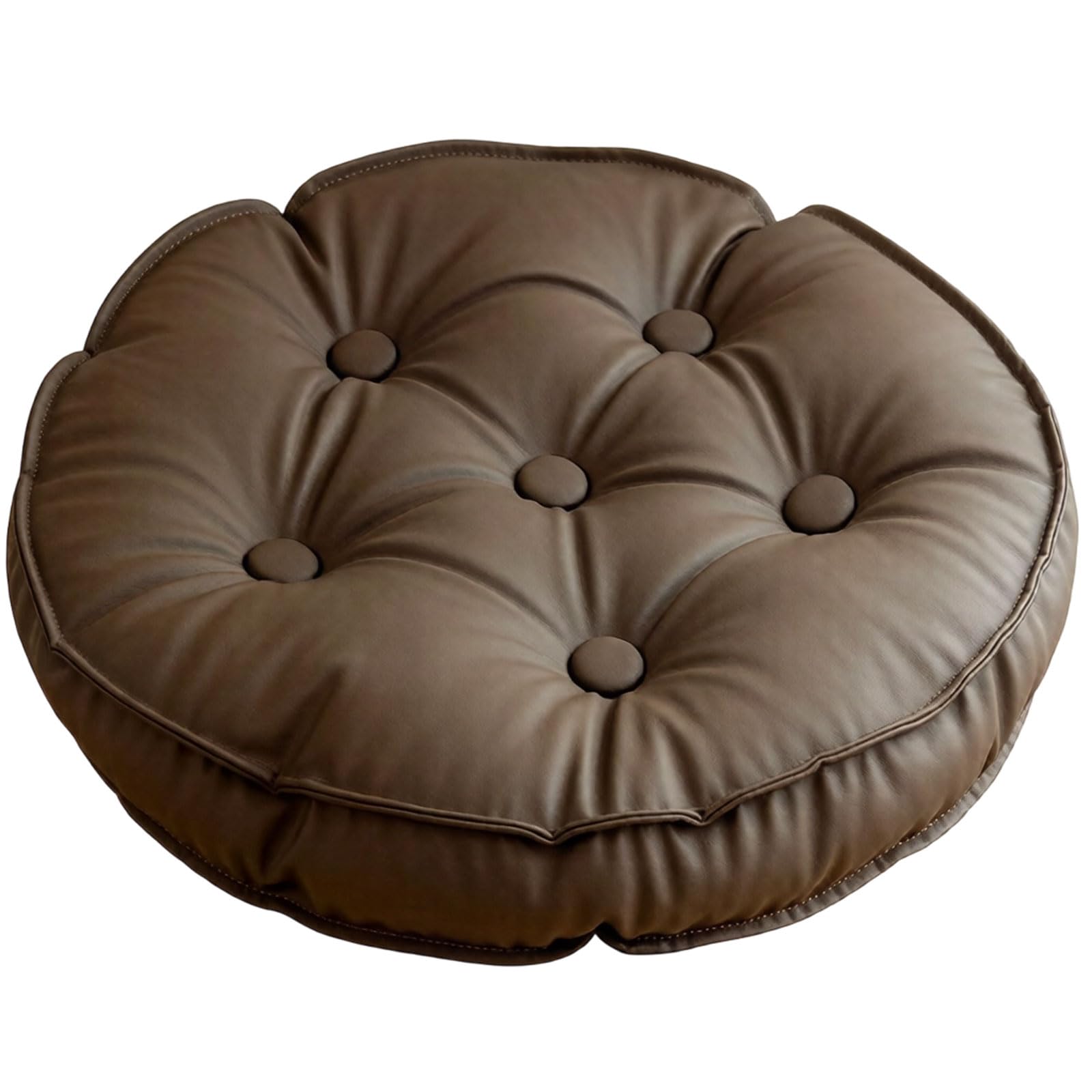 Hredyqw Round Floor Cushion PU Leather Ottoman Sitting Pillow For Bay Window Living Room Meditations Relaxation Seat