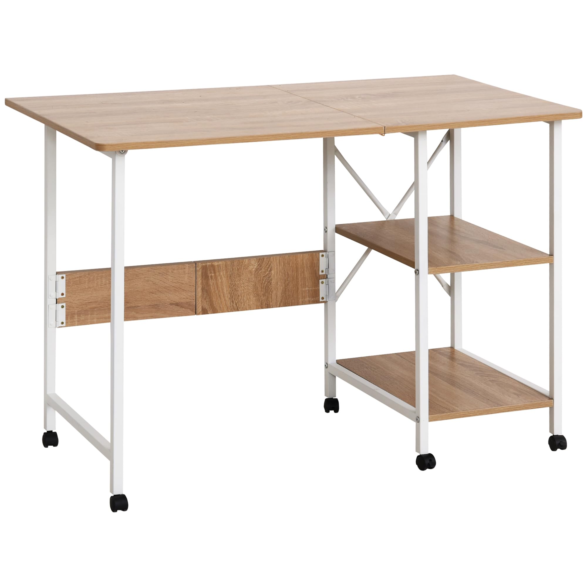 HOMCOM Klapptisch Schreibtisch mit Rollen 107 x 55 x 76 cm Natur