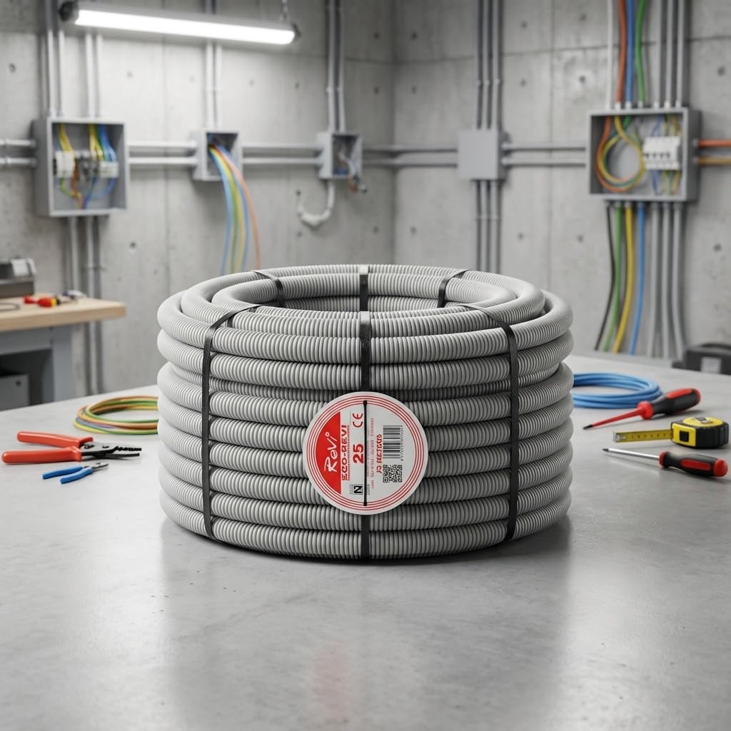Suinga Tubo Corrugado libre de halogenos 25mm | Manguera Espiral flexible reforzado 75 metros | Aislamiento PVC para cables electricos