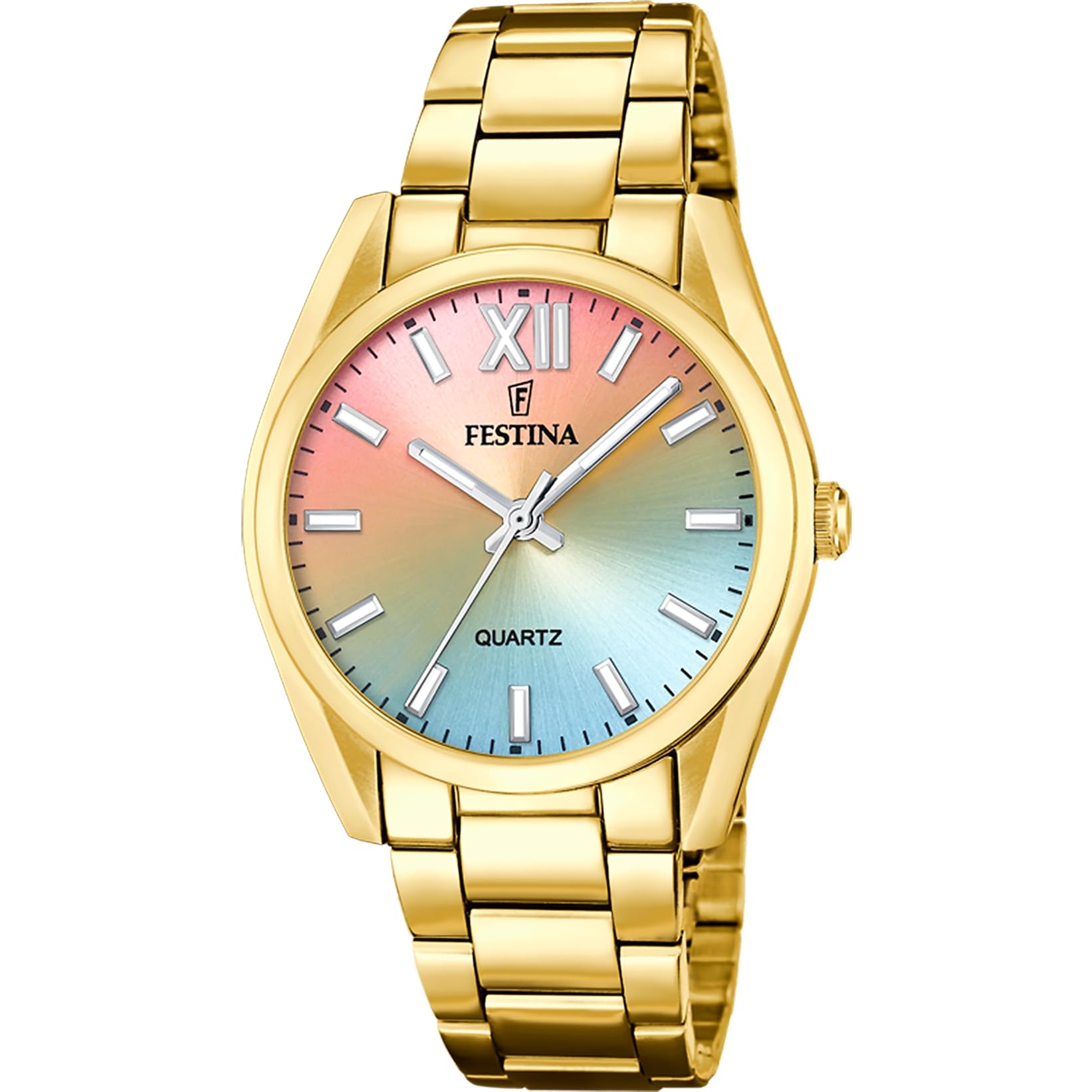 Festina Reloj Mujer Analógico de Acero Inoxidable 316l Dorado - Movimiento de Cuarzo - Cristal Mineral de Alta Resistencia - Resistente al Agua 5 ATM F20640- Boyfriend Collection