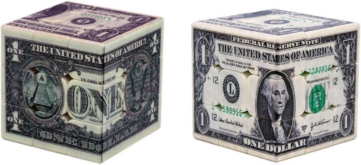 Speed Cube 3x3x3 One Dollar Notes Pattern Magic Cube Puzzle,Game Puzzles for Adult,Kids Toy