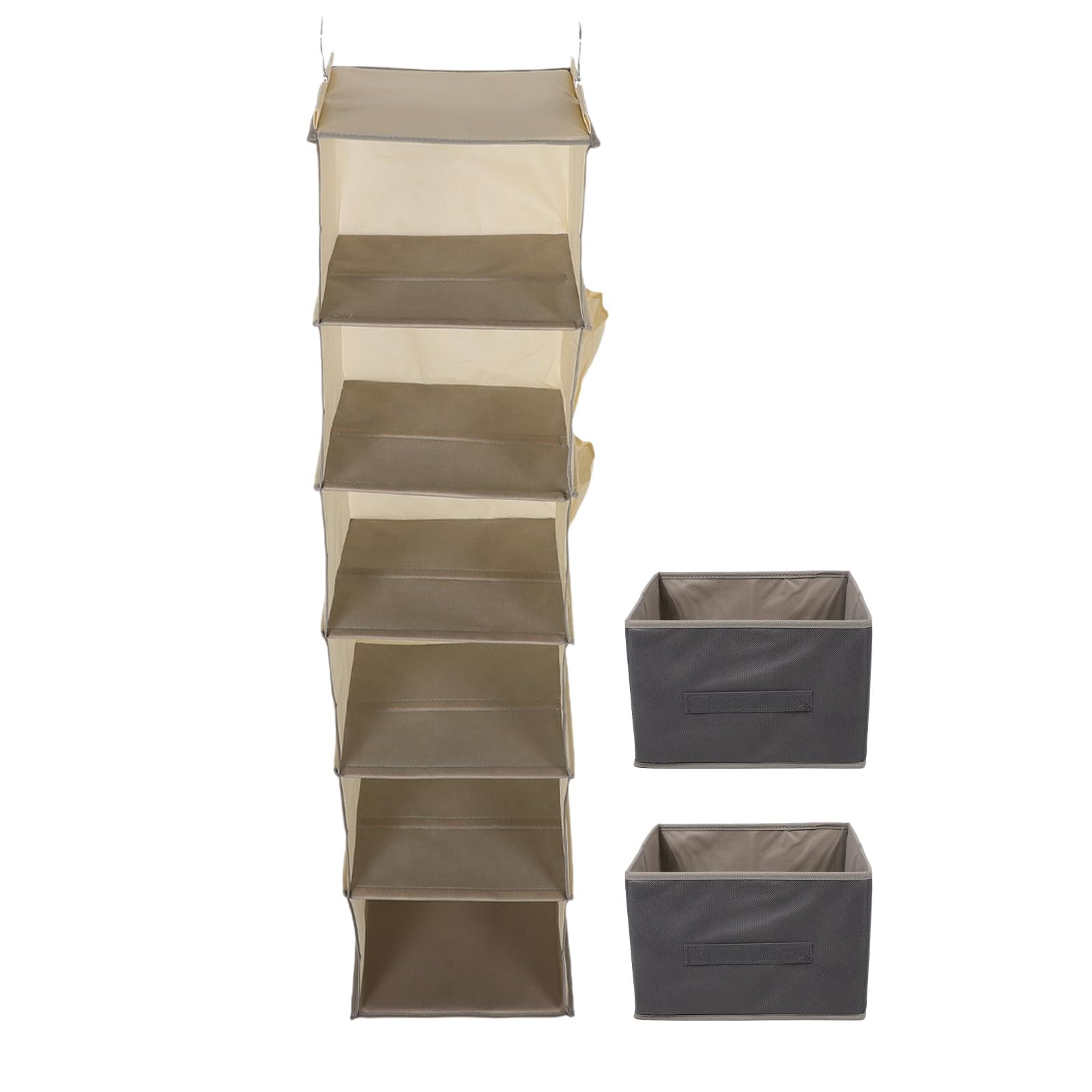 Organizador 6 Separados para Compartimentos Construcción y Niveles de Armario Colgante de Tela No Tejida Beige Resistente Dormitorio y Lavandería