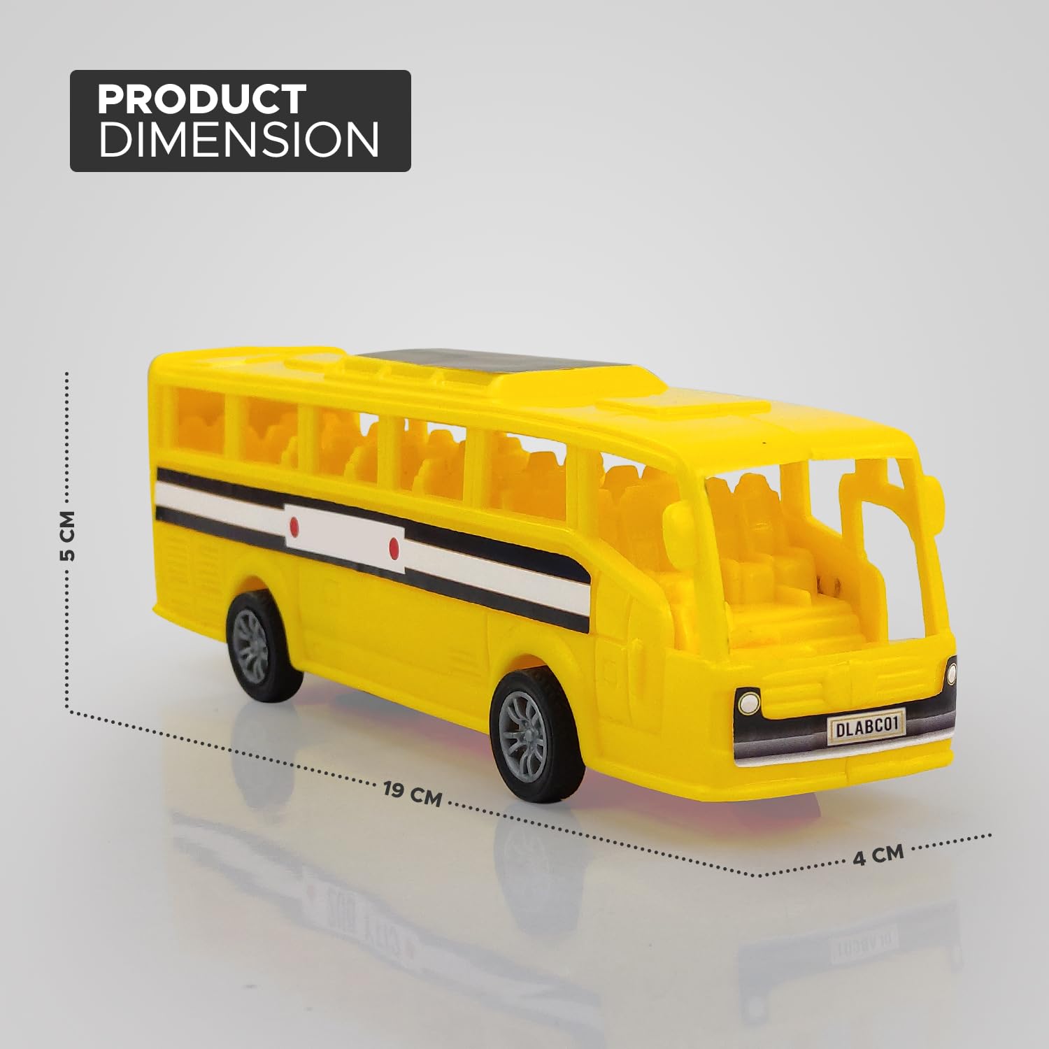 NHR Plastic Friction Powered Toy Bus for Kids, Yellow Car for 2+ Kids 3