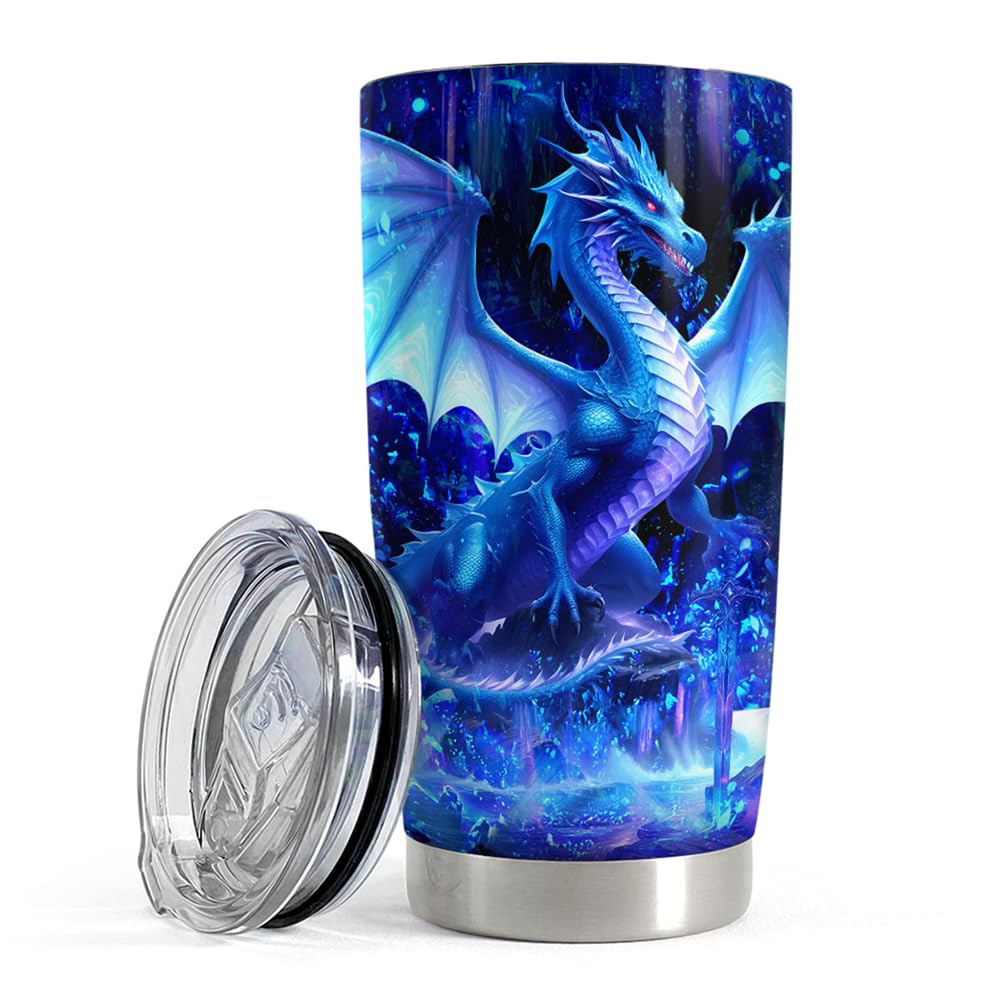 Dragon Tumbler 20oz Stainless Steel Insulated Coffee Travel Mug Cup Dragon Gifts for Birthday Christmas Gift for Men Boy