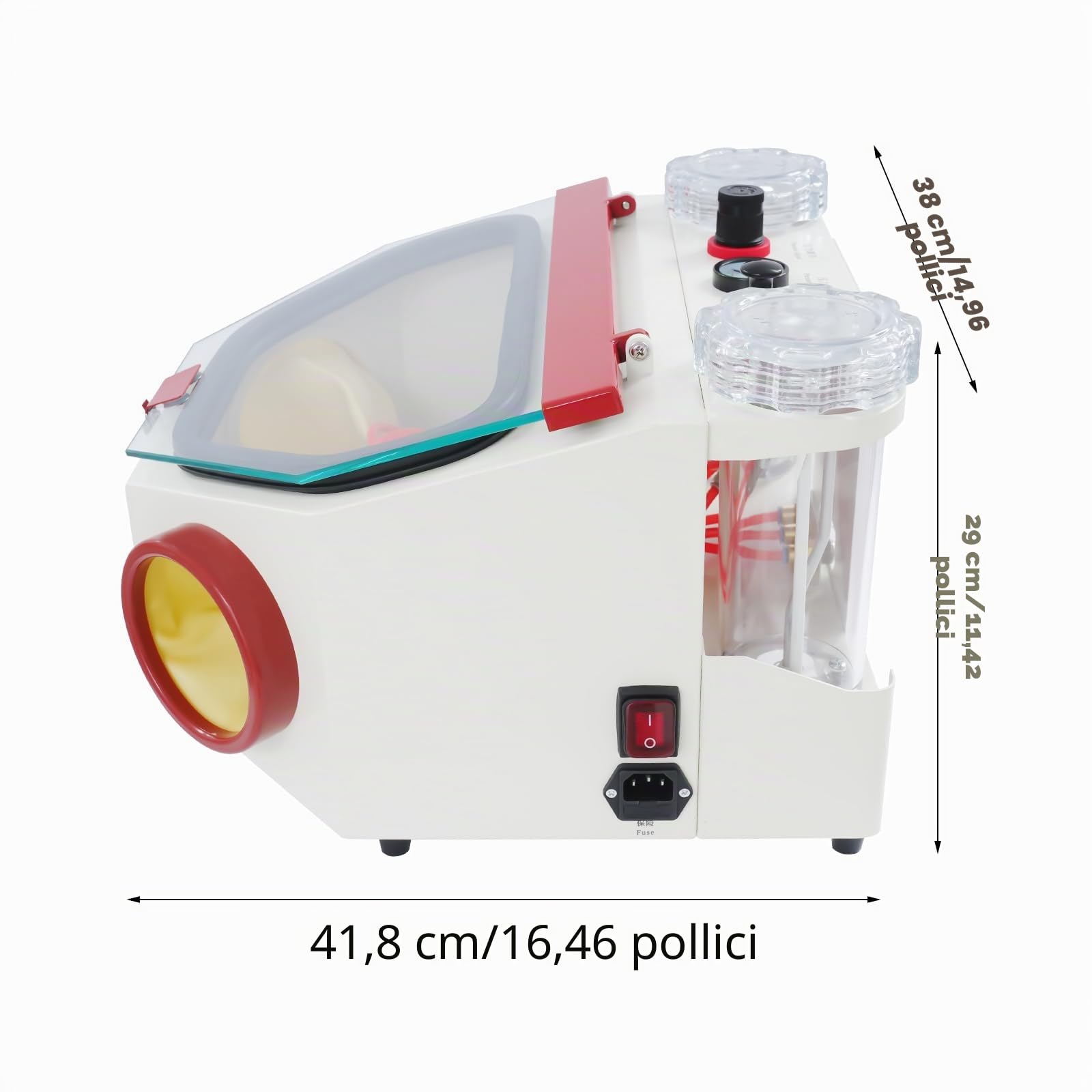 Sabbiatrice da 220 V, sabbiatrice dentale da 50 W, sabbiatrice con due perni e striscia luminosa a LED, sabbiatrice adatta per lucidare e rimuovere ruggine, cabina sabbiata con interruttore a pedale
