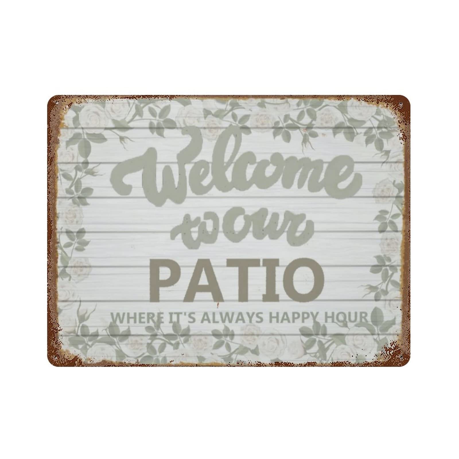 AOOEDM Welcome To Our Patio Metal Sign for Home Coffee Garage Wall Decor Vintage Poster Bar Signs for Home Bar Retro Metal Tin Sign