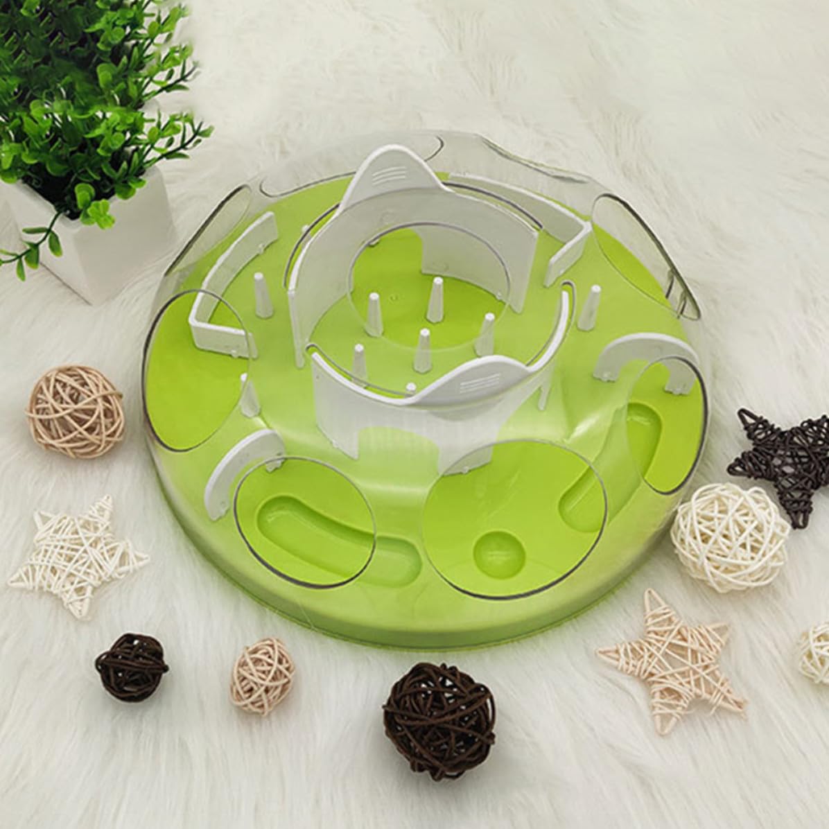 SOIMISS Alimentador Tipo Laberinto Juguete de Alimentación Lenta para Gatos Interactivo DIY, Abs, Verde, Fácil de Lavar, para Alimentación, para Gatos