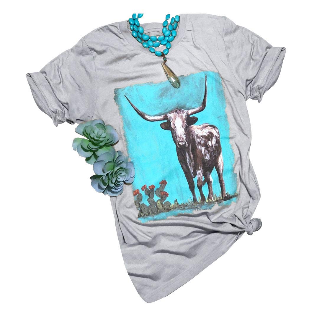 Women's Vintage Western Bison Graphic Tee - Cowgirl Style Short Sleeve Casual Top - View #4