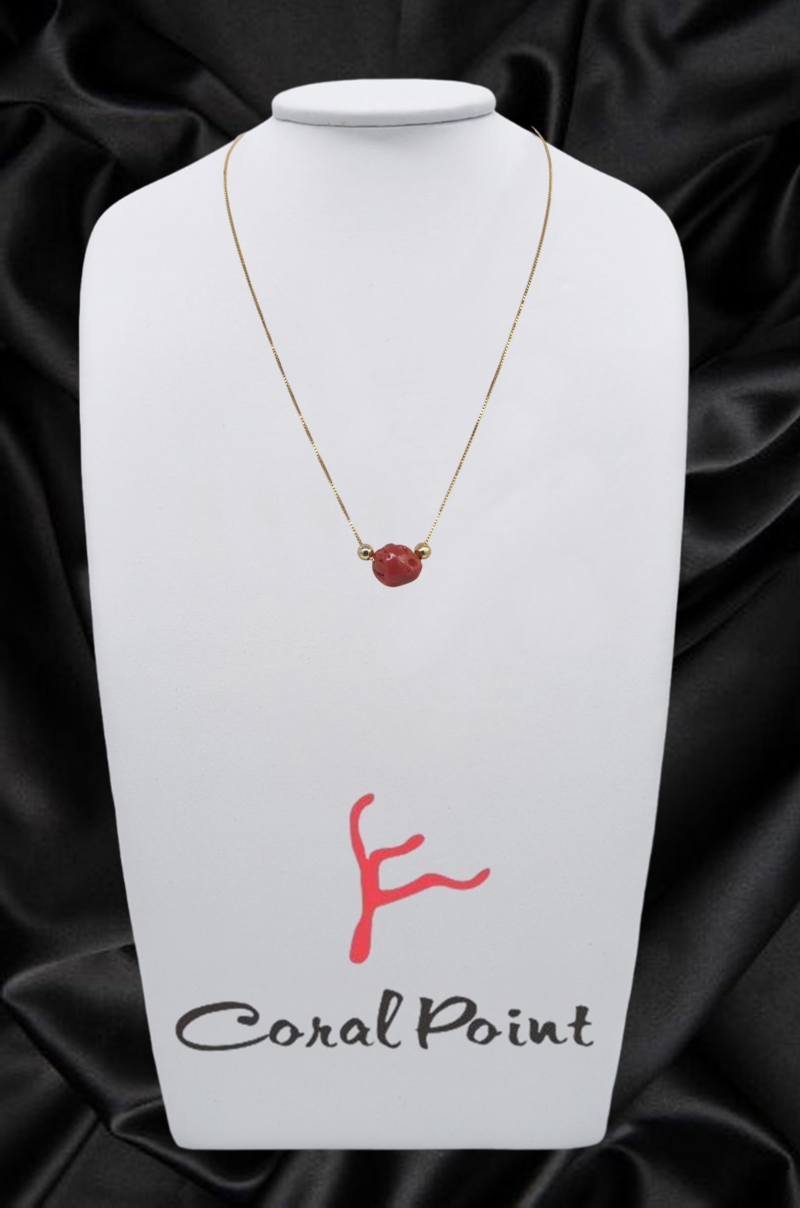 sicilia bedda - Collana Unisex in Corallo Rosso del Mediterraneo con Catena in Argento 925 - Gioiello Artigianale