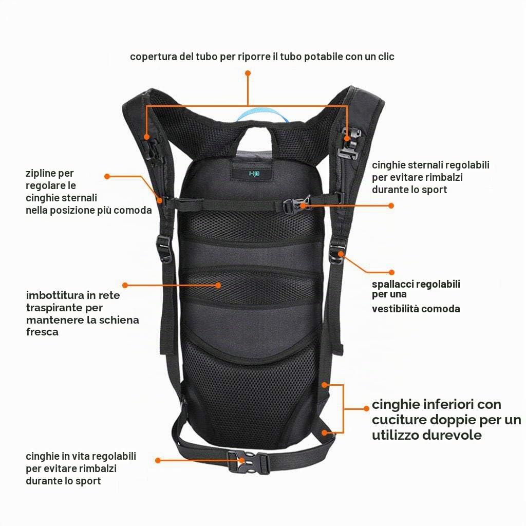 Zaino Bici Mountain Bike da 6 Litri Leggero Zaino per Sci Ciclismo Corsa Mtb Moto Enduro Bicicletta Uomo e Donna (La Sacca idrica Non Inclusa)