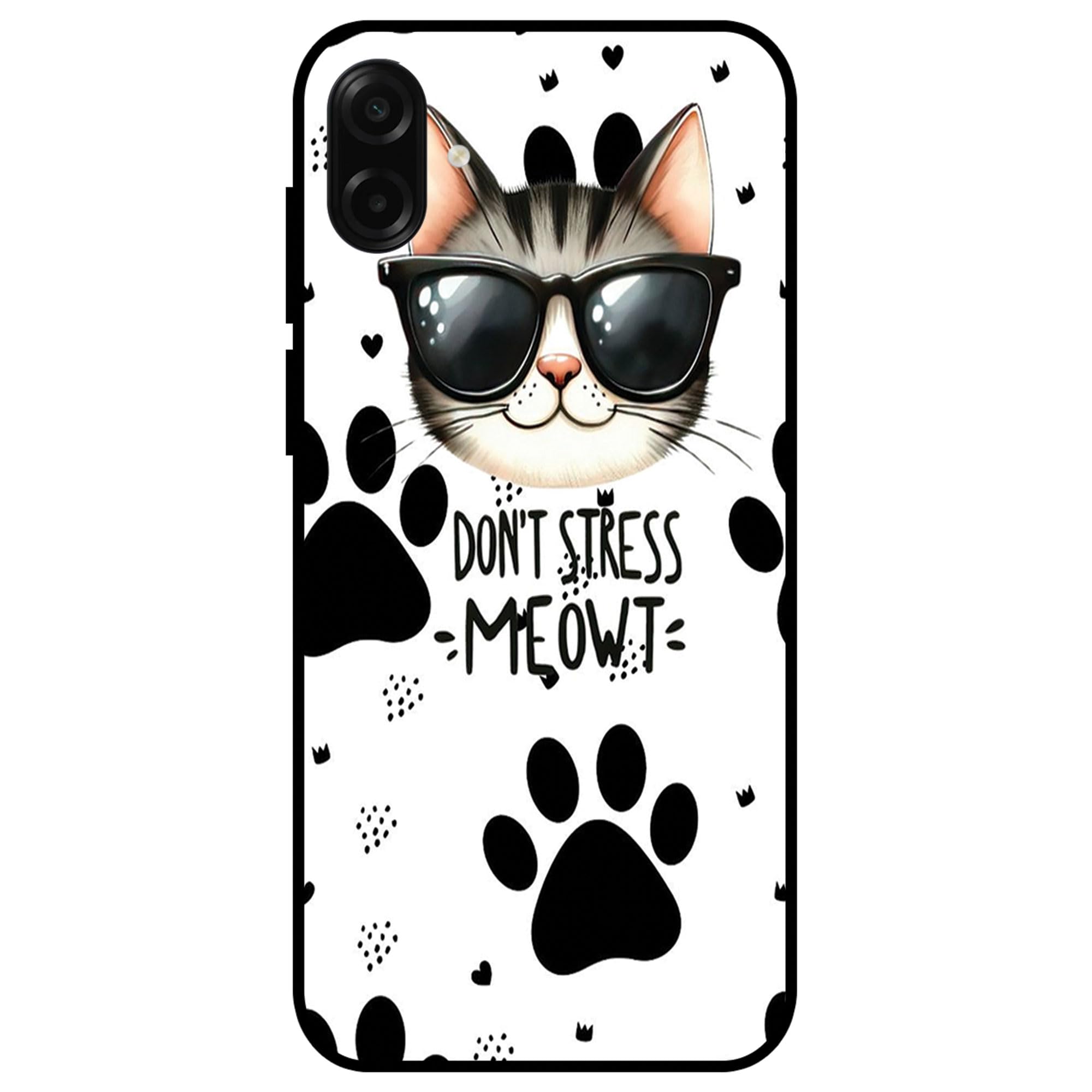 Slim Fit Case for Samsung Galaxy A07 4G (2025), Camera Lens Full Protection, Soft TPU Thin Protective Phone Cover, Shockproof Cool Trendy Don't Stress Meow