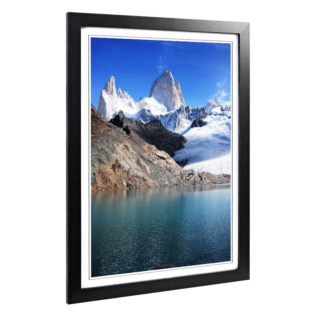 Big Box Art Framed Print of Patagonia Argentina Glacier Landscape Design | Wall Art Picture | Home Decor for Kitchen, Living Room, Bedroom, Hallway, Black, A2 / 24.5x18 Inch / 62x45cm