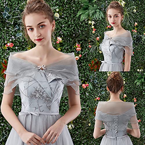 Shawl,Women Layered Gauze Shawl Wrap Shrug for Buckle Wedding Dress Up Off Shoulder2