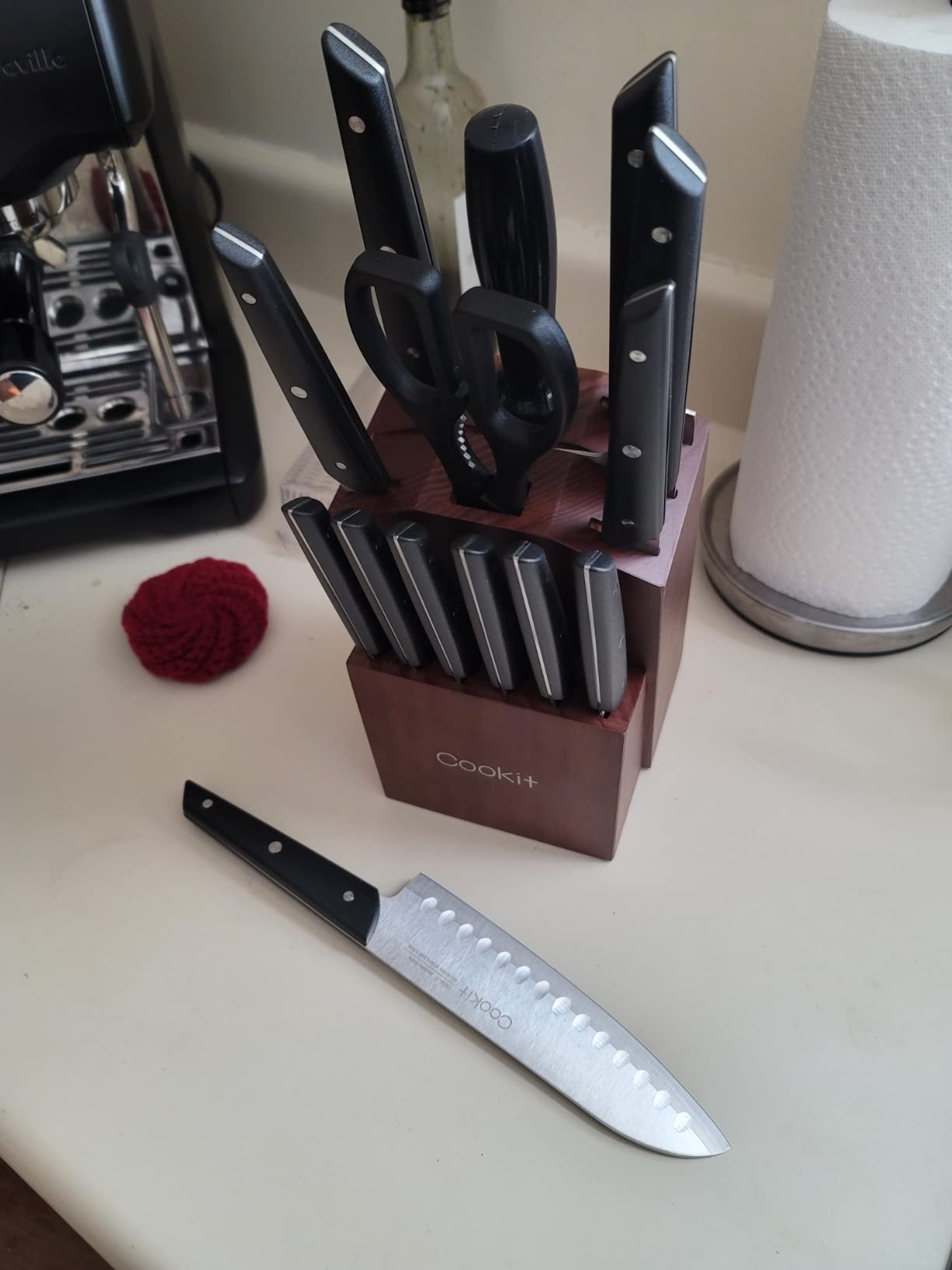 6/mo Finance Knife Sets with Block, 15Piece Kitchen Knife Set with