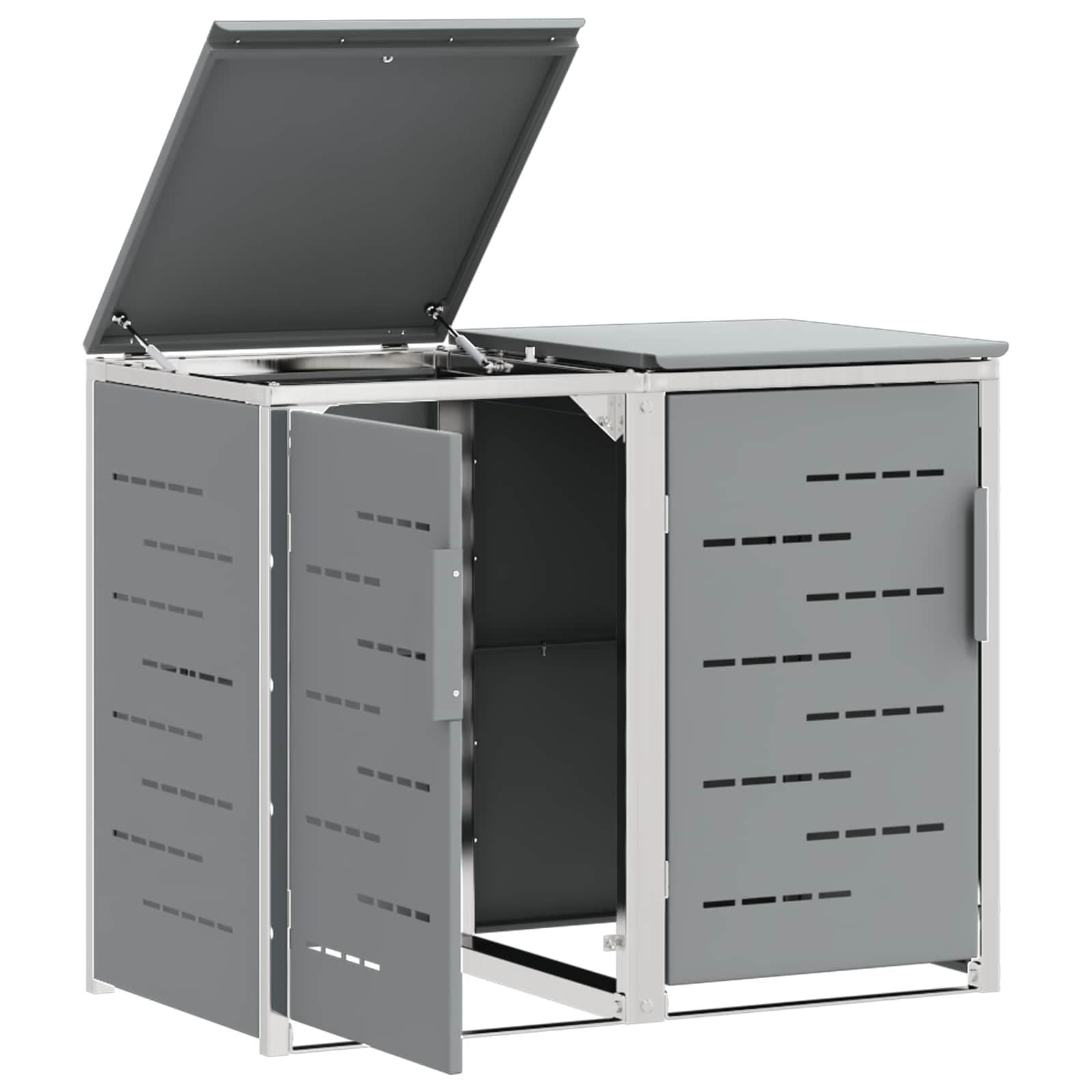 vidaXL Mülltonnenbox for 2 Bins 240L Edelstahl Grau