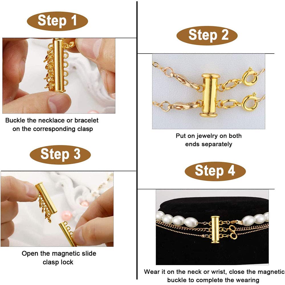 8 Stuks Slide Clasp Lock Necklace Connector Multi Strands Slide Tube