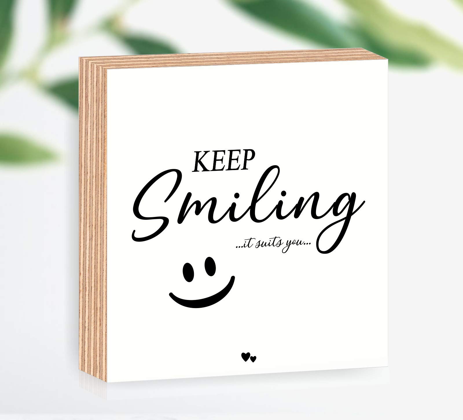 Cuadro de madera keep smiling para colocar de pie en la mesa o estantería 4