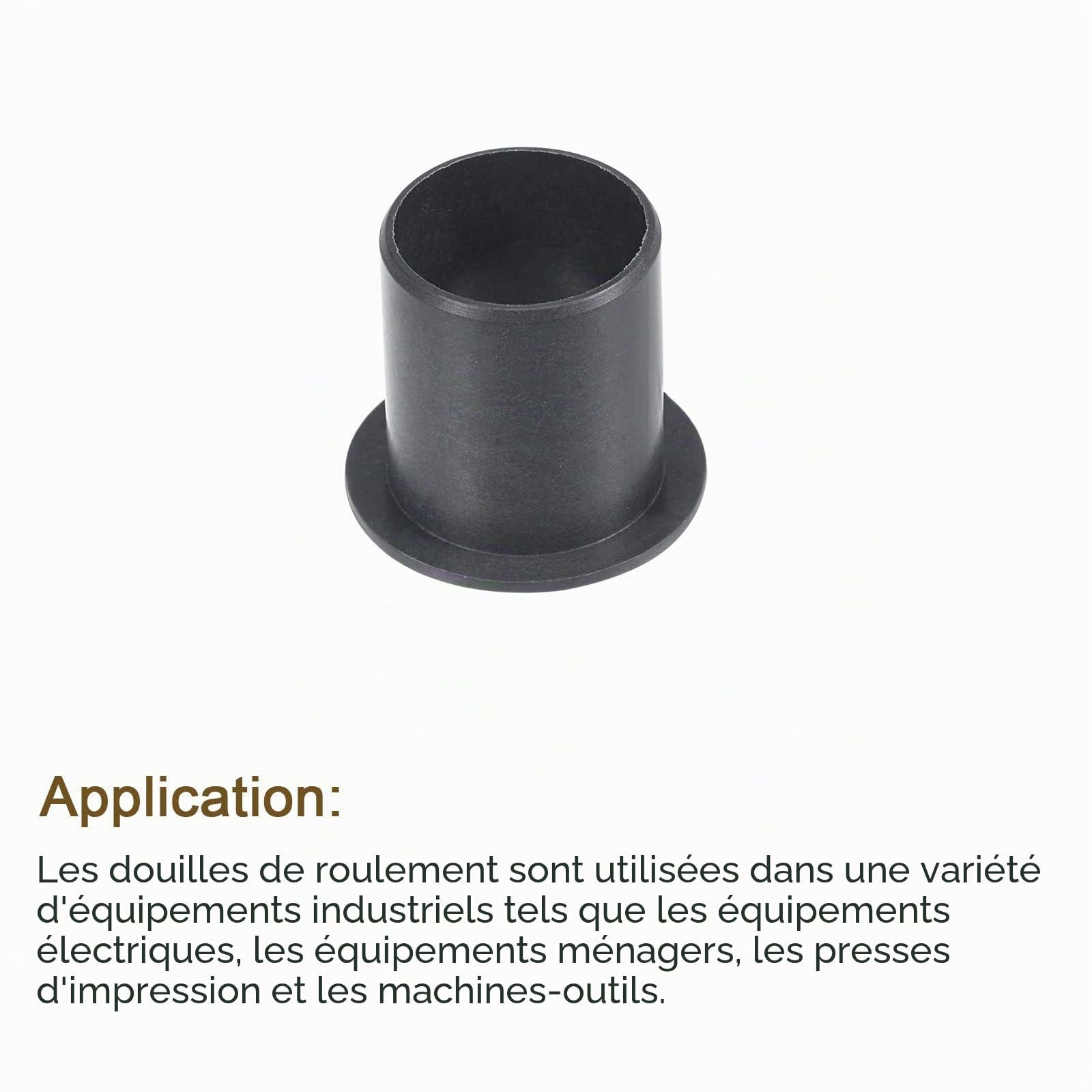 sourcing map Bride Manchon Roulements 16mm Alésage 18mm OD 21mm Longueur POM Enveloppé Sans Huile Bagues Noir