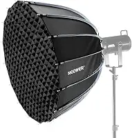 Softbox Parabólico 90cm Montagem Bowens Preto, Liberação Rápida, Iluminação Suave e Uniforme para Estúdio, Vídeo e Fotografia