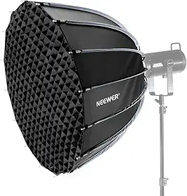 Softbox Parabólico 90cm Montagem Bowens Preto, Liberação Rápida, Iluminação Suave e Uniforme para Estúdio, Vídeo e Fotografia