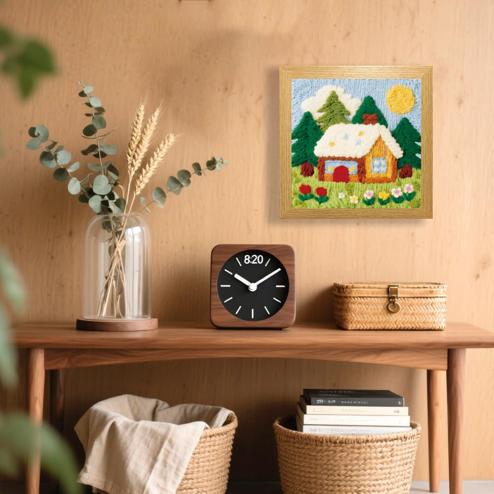 Forest House Stanznadel-Set für Erwachsene Anfänger, komplettes Bastelset mit Nadel, Rahmen, Garn und Muster, Erstellen Sie Wandbehang, Weihnachtswandkunstherstellung, 23,9 x 23,9 cm