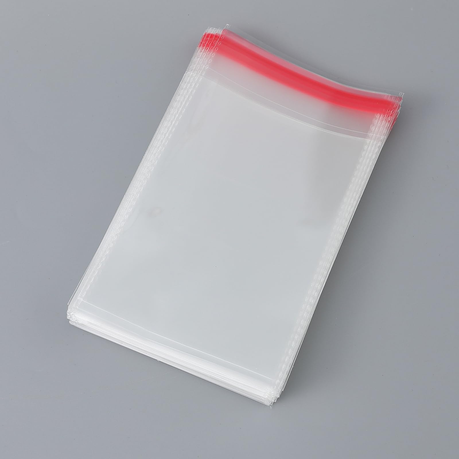 Red Dot Gift® 100 pcs (10X14+3cm) Plastic Bags Clear Cellophane Bags Plastic Self Sealing OPP Cellophane Poly Bags Self Adhesive Plastic Bags for packing and storage