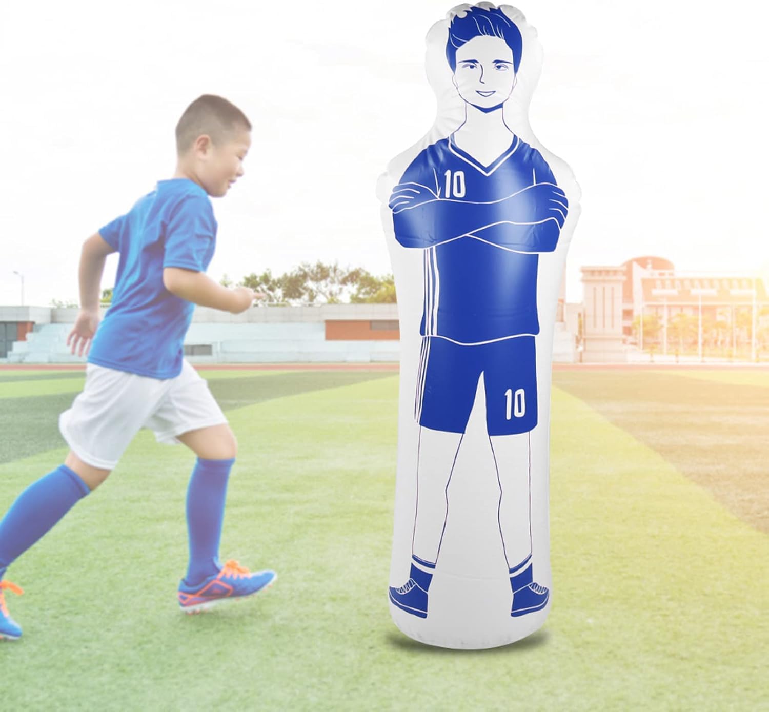 Aufblasbarer Fußball-Dummy, Fußball-Trainings-Dummy Tumbler Air Mannequin Free Kick Defender Wall Punching Tower Bag Boxsäule Sandsäcke für Kicks Dribbling Passing Drills
